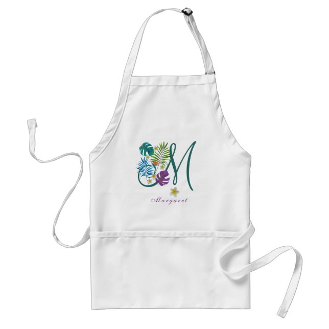 Tropical Paradise Monogram Name Margaret Standard Apron (Front)