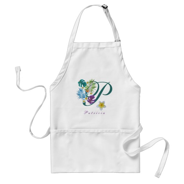 Tropical Paradise Monogram Name Patricia Standard Apron (Front)