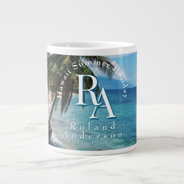 Tropical Paradise Monogram Sea Giant Coffee Mug (Front)