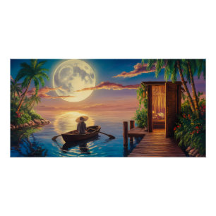 Tropical Paradise Oil Painting Poster