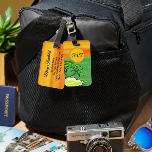 Tropical Paradise Orange Sunset Personalized Luggage Tag