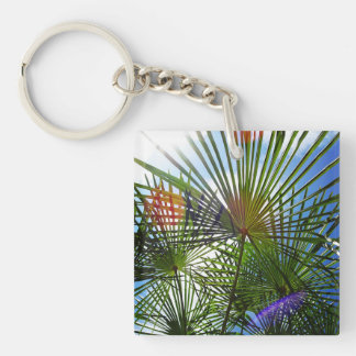 Tropical paradise palm tree key ring