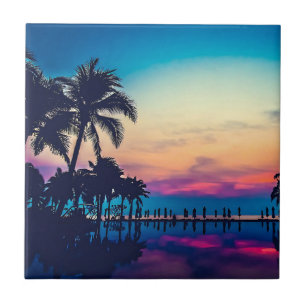 Tropical Paradise Palm Trees Landscape Tile