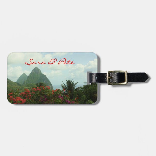 Tropical Paradise Personalise Wedding Luggage Tags (Front Horizontal)