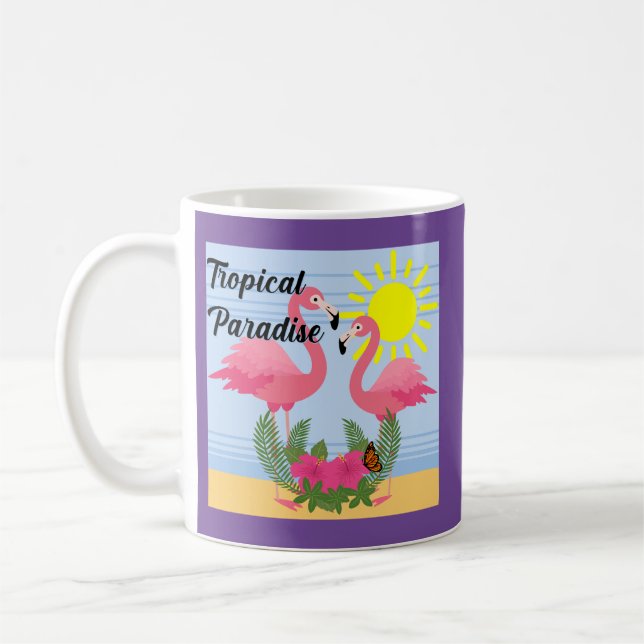 Tropical Paradise Pink Flamingo - Classic Mug (Left)
