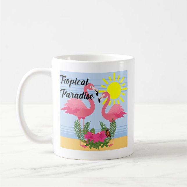 Tropical Paradise Pink Flamingo - Classic Mug (Left)