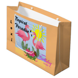 Tropical Paradise Pink Flamingo - Gift Bag - Large