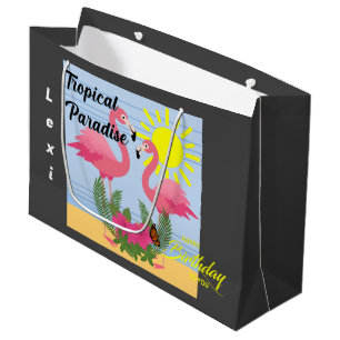 Tropical Paradise Pink Flamingo - Gift Bag - Large