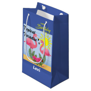Tropical Paradise Pink Flamingo - Gift Bag - Small