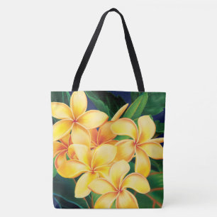 Tropical Paradise Plumeria Hawaiian Beach Bag