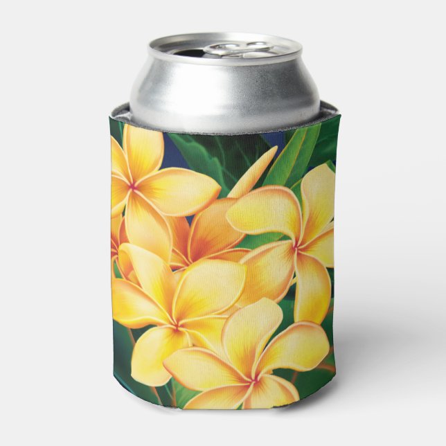 Tropical Paradise Plumeria Hawaiian Can Cooler (Can Front)