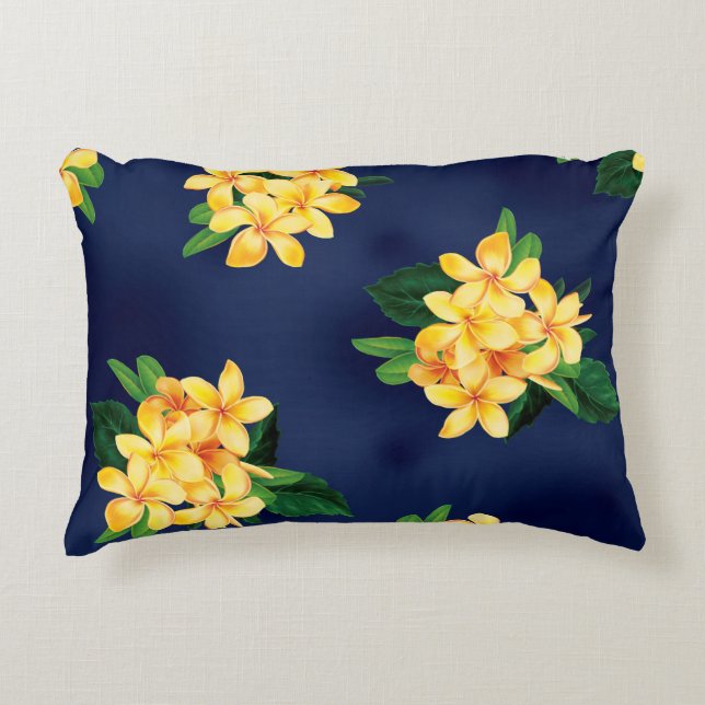 Tropical Paradise Plumeria Hawaiian Decorative Cushion (Front)