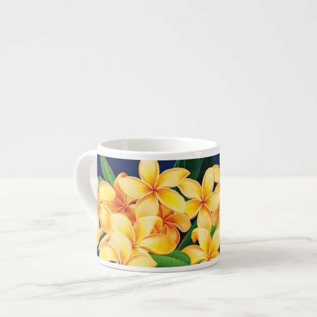 Tropical Paradise Plumeria Hawaiian Espresso Cup (Front Left)