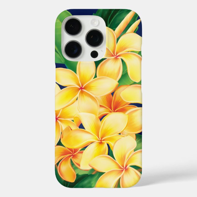 Tropical Paradise Plumeria Hawaiian Illustration C Case-Mate iPhone Case (Back)