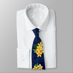 Tropical Paradise Plumeria Hawaiian Two-Sided Tie