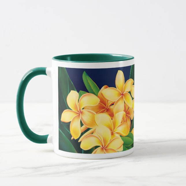 Tropical Paradise Plumeria Two-Tone Hunter Mug (Left)