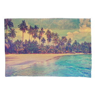 Tropical paradise: sea, hotel, beach. pillowcase