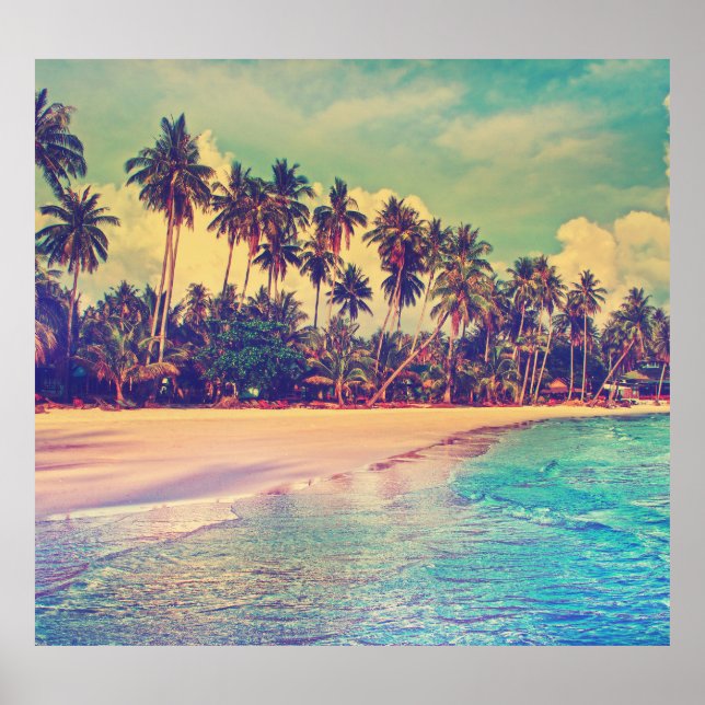 Tropical paradise: sea, hotel, beach. poster (Front)