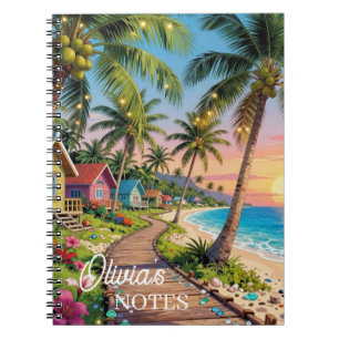 Tropical Paradise Seaside Cottage Personalised Notebook