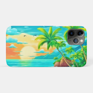 Tropical Paradise Sunset Coastline View iPhone 11 Pro Case