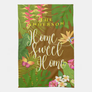 Tropical Paradise Sweet Home Brown Tea Towel