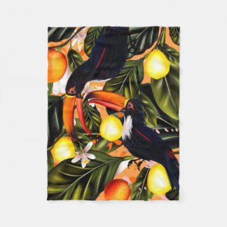Tropical paradise. Toucans and citrus Fleece Blanket