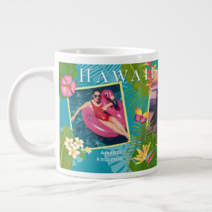 Tropical Paradise Travel Memories Teal Large Coffee Mug