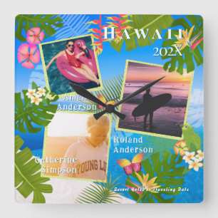 Tropical Paradise Travel Memory Photo Sea Square Wall Clock
