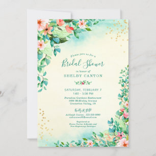 Tropical Paradise Watercolor Floral Bridal Shower Invitation