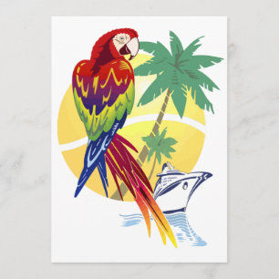 Tropical Paradise with Macaw and Cruise Ship Invitation