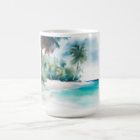 Tropical Paradise with Sandy Beach and Plam Trees 