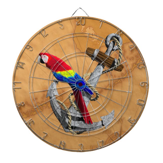 Tropical Parrot And Anchor Dartboard (Front)