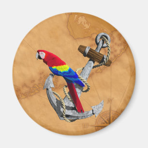 Tropical Parrot And Anchor Magnet