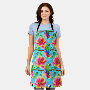 Tropical Parrot and Flower Pattern Apron