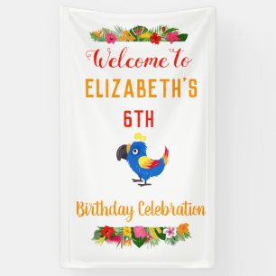 Tropical Parrot Birthday Celebration Banner