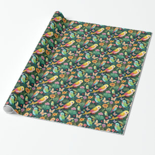 Tropical Parrot Birthday Wrapping Paper