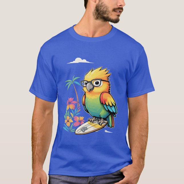 Tropical Parrot Chill Vibes – Sunset Beach Shirt (Front)