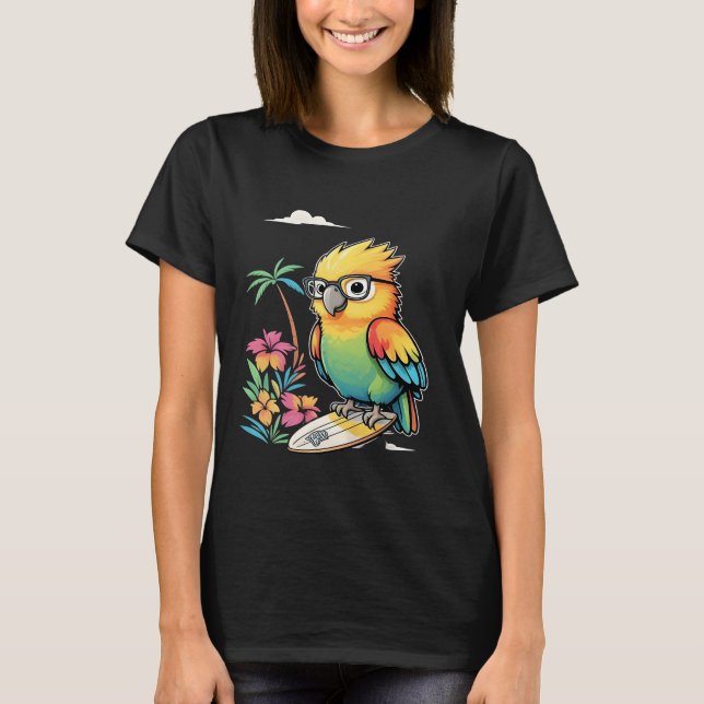 Tropical Parrot Chill Vibes – Sunset Beach Shirt (Front)