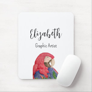 Tropical Parrot Colourful Macaw Drawing Mouse Mat