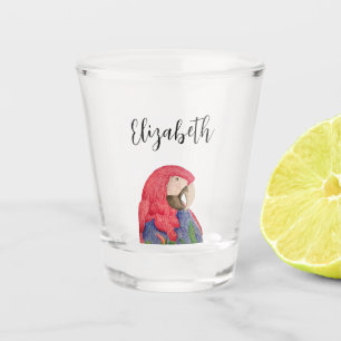 Tropical Parrot Colourful Macaw Drawing Shot Glass
