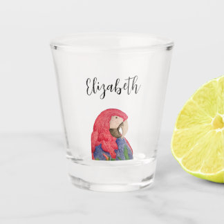 Tropical Parrot Colourful Macaw Drawing Shot Glass