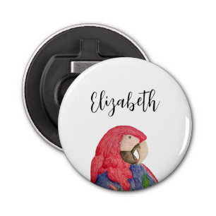 Tropical Parrot Drawing Jungle Macaw Bottle Opener