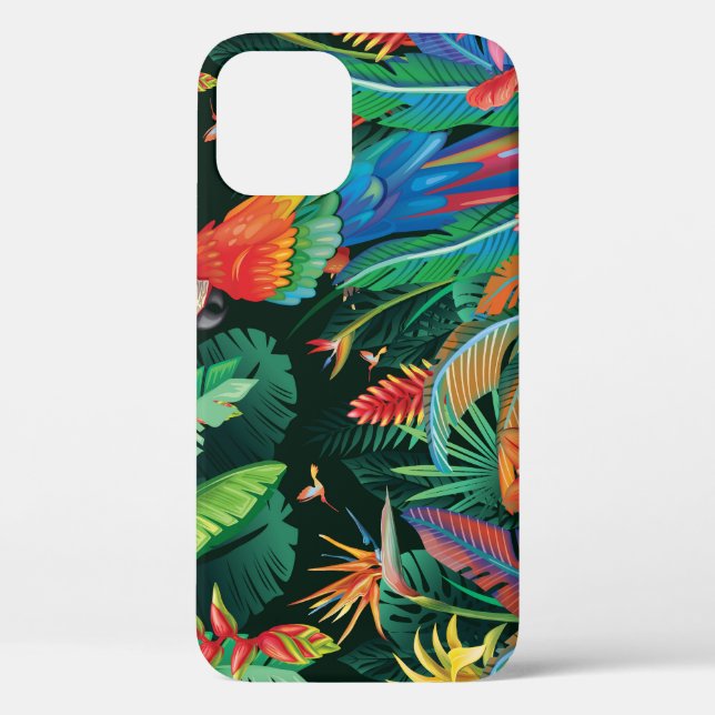 Tropical Parrot: Exotic Floral Background. Case-Mate iPhone Case (Back)