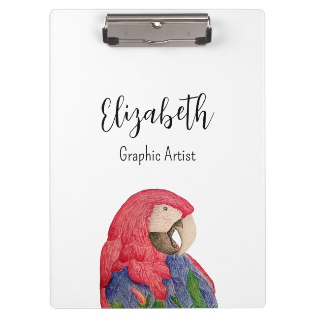 Tropical Parrot Illustration Colourful Macaw Clipboard (Front)