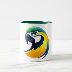 Tropical Parrot Illustration Two-Tone Coffee Mug