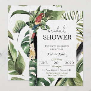 Tropical Parrot Jungle Bridal Shower Invitation