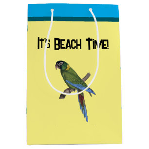 Tropical Parrot Painting for Bird or Beach Lovers Medium Gift Bag