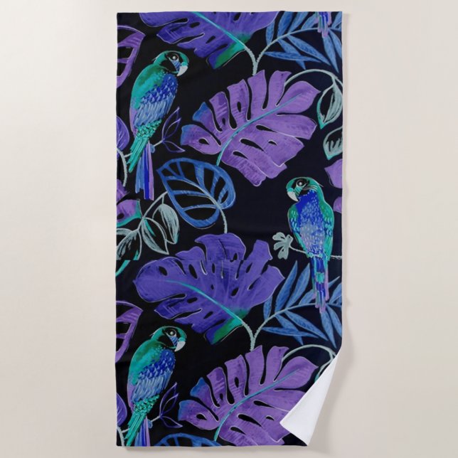 Tropical Parrot Paradise Beach Towel (Front)