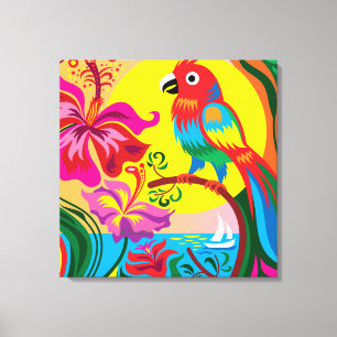 Tropical Parrot Paradise Canvas Print