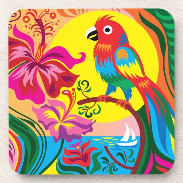 Tropical Parrot Paradise Coaster (Front)